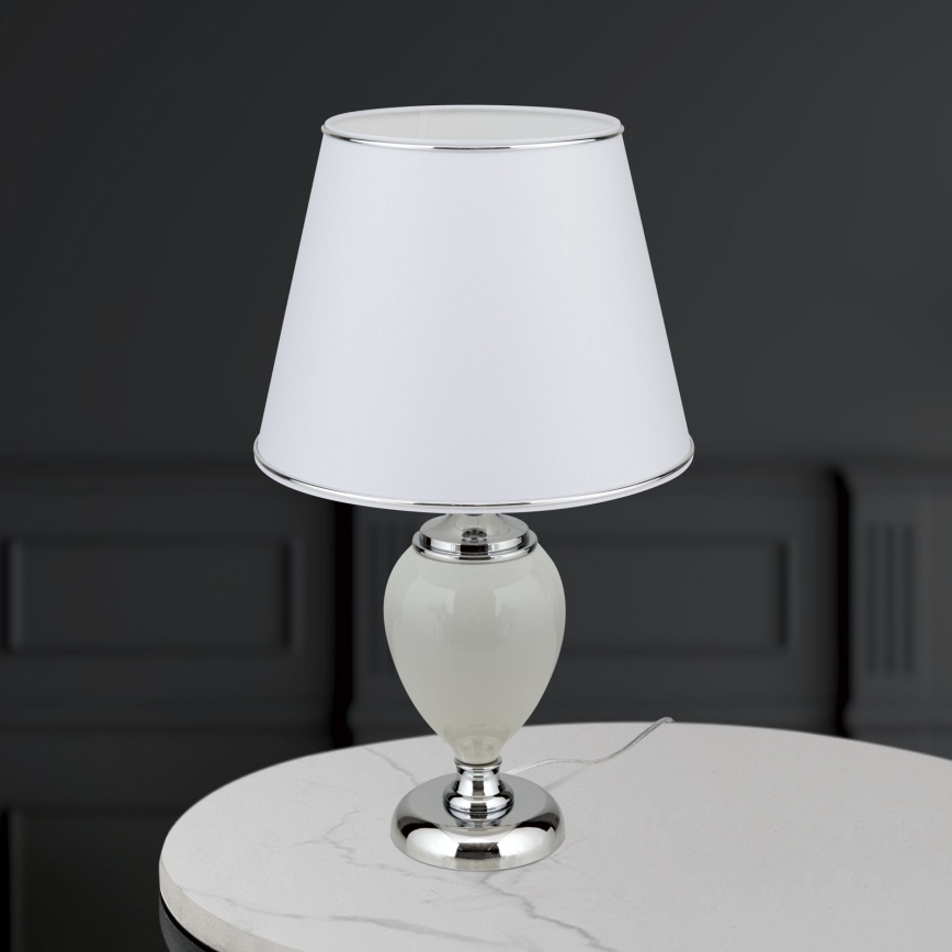 Lampa stołowa OVUM 1xE27/40W/230V 48 cm ceramika biały/chrom błyszczący