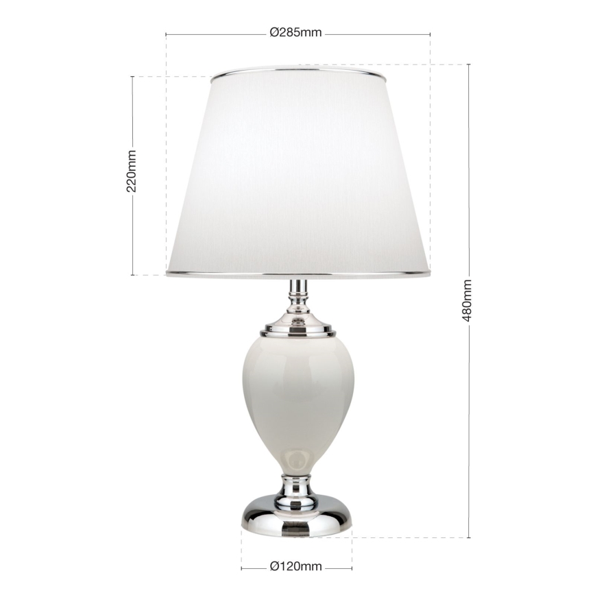 Lampa stołowa OVUM 1xE27/40W/230V 48 cm ceramika biały/chrom błyszczący