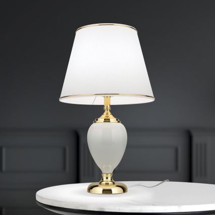 Lampa stołowa OVUM 1xE27/40W/230V 48 cm ceramika biały/złoty