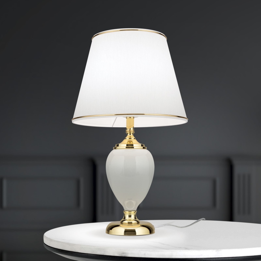 Lampa stołowa OVUM 1xE27/40W/230V 48 cm ceramika biały/złoty