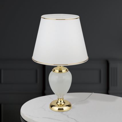 Lampa stołowa OVUM 1xE27/40W/230V 48 cm ceramika biały/złoty