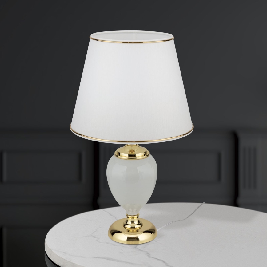 Lampa stołowa OVUM 1xE27/40W/230V 48 cm ceramika biały/złoty