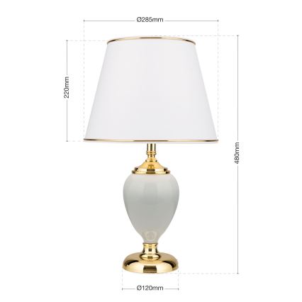 Lampa stołowa OVUM 1xE27/40W/230V 48 cm ceramika biały/złoty