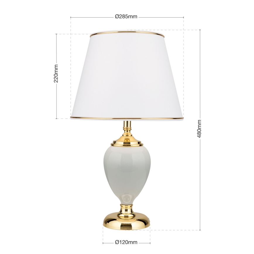 Lampa stołowa OVUM 1xE27/40W/230V 48 cm ceramika biały/złoty