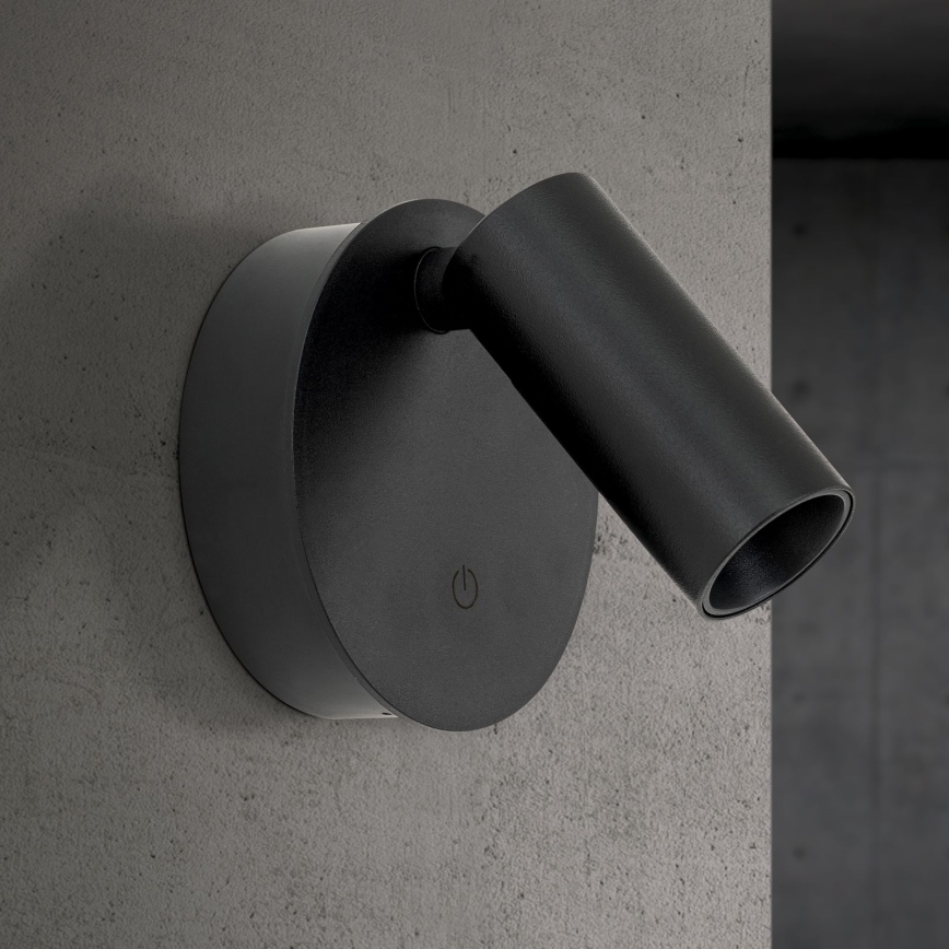 LED ściemnialny ładowalny dotykowy kinkiet punktowy LUXY LED/1W/5V 2200 mAh 2700/3000/4000K czarny