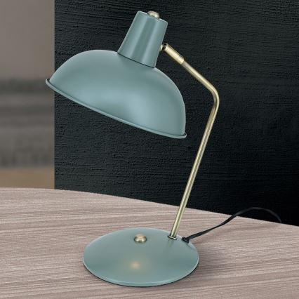 Lampa stołowa FEDRA 1xE14/40W/230V miętowa/mosiężna