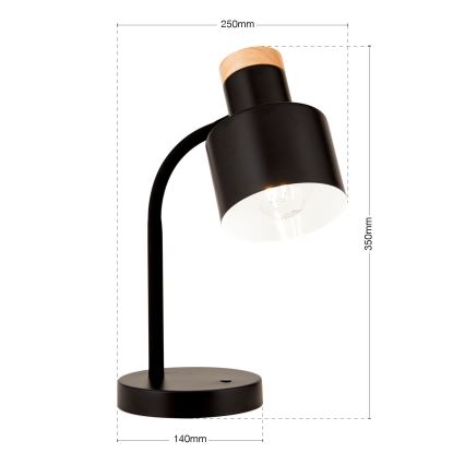 Lampa stołowa GILI 1xE27/40W/230V czarna