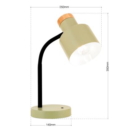 Lampa stołowa GILI 1xE27/40W/230V zielona