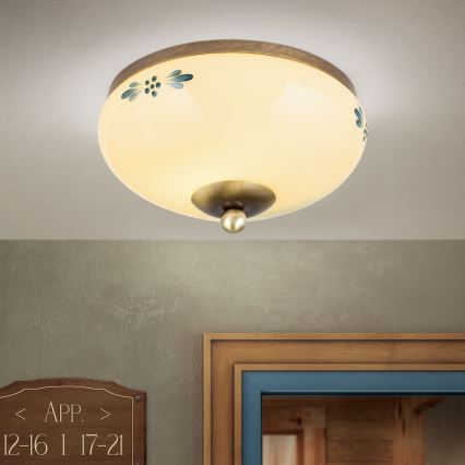Lampa sufitowa LANDHAUS 1xE27/60W/230V śr. 21 cm brąz/beżowy/niebieski