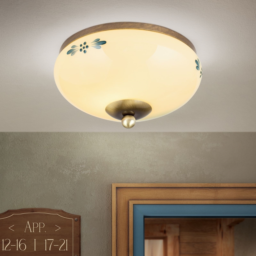 Lampa sufitowa LANDHAUS 1xE27/60W/230V śr. 21 cm brąz/beżowy/niebieski