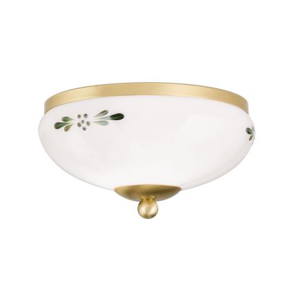 Lampa sufitowa LANDHAUS 1xE27/60W/230V śr. 21 cm mosiądz/biały/zielony