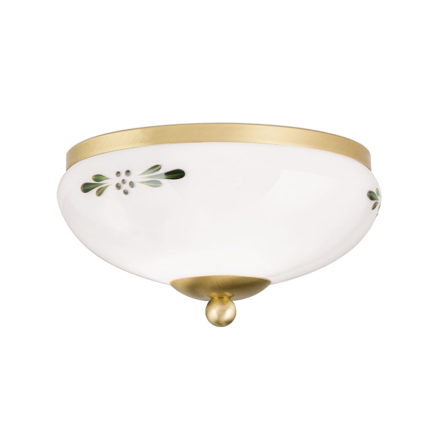 Lampa sufitowa LANDHAUS 1xE27/60W/230V śr. 21 cm mosiądz/biały/zielony
