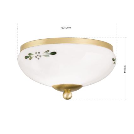Lampa sufitowa LANDHAUS 1xE27/60W/230V śr. 21 cm mosiądz/biały/zielony