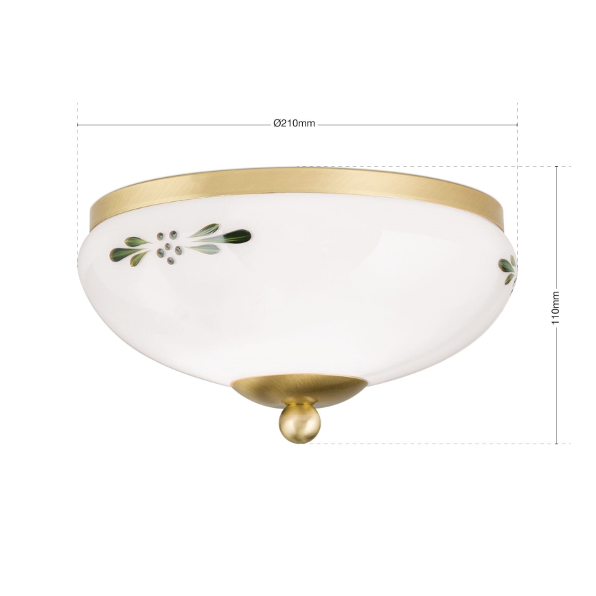 Lampa sufitowa LANDHAUS 1xE27/60W/230V śr. 21 cm mosiądz/biały/zielony