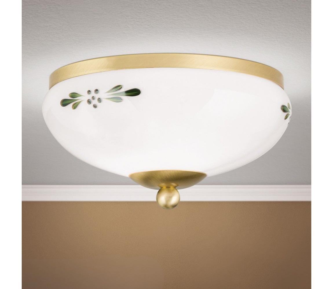 Orion - Lampa sufitowa LANDHAUS 1xE27/60W/230V śr. 21 cm mosiądz/biały/zielony