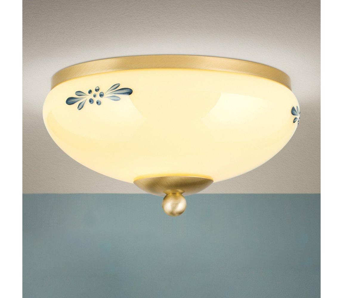 Orion - Lampa sufitowa LANDHAUS 1xE27/60W/230V śr. 21 cm mosiężna/beżowa/niebieska