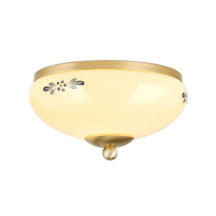 Lampa sufitowa LANDHAUS 1xE27/60W/230V śr. 21 cm mosiężna/beżowa/niebieska