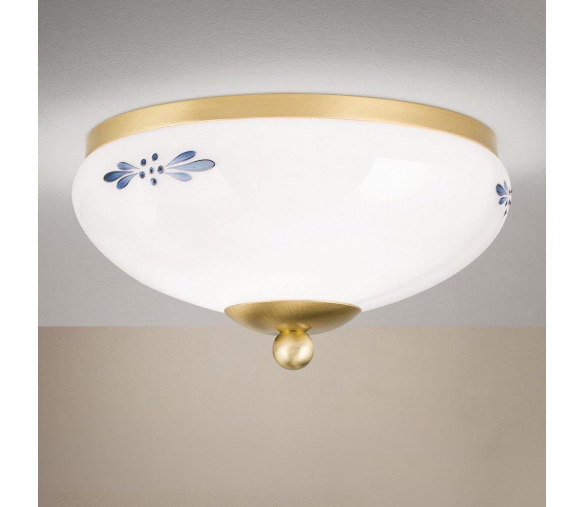 Orion - Lampa sufitowa LANDHAUS 1xE27/60W/230V, średnica 21 cm, mosiądz/biały/niebieski