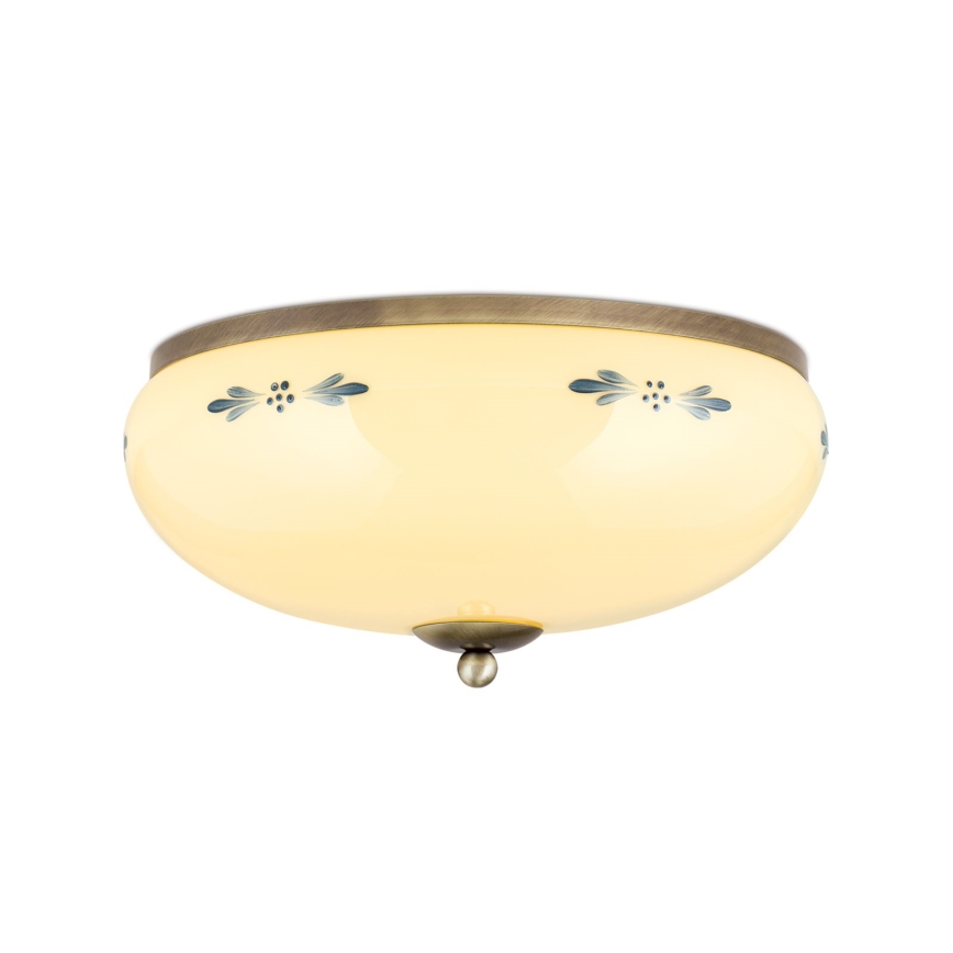 Lampa sufitowa LANDHAUS 3xE27/60W/230V Ø 35 cm brązowy/beżowy/niebieski