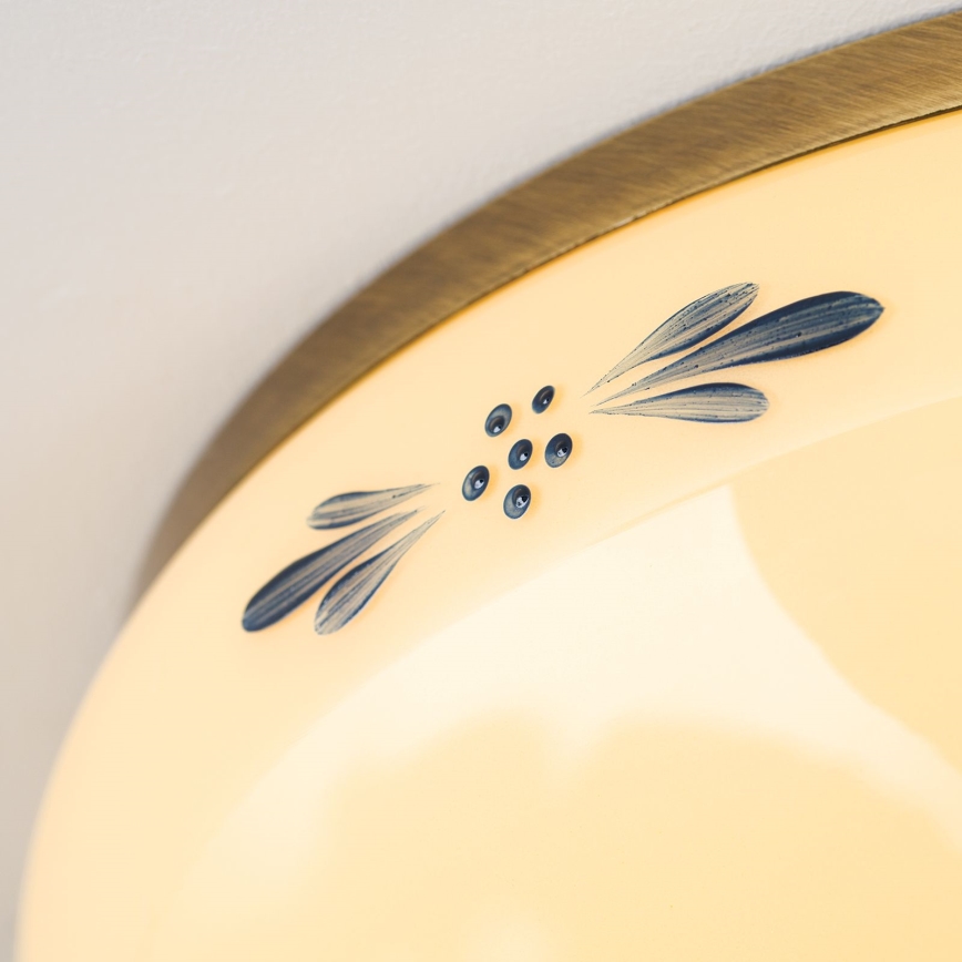 Lampa sufitowa LANDHAUS 3xE27/60W/230V Ø 35 cm brązowy/beżowy/niebieski