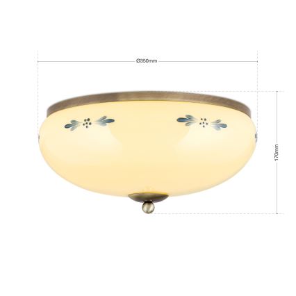 Lampa sufitowa LANDHAUS 3xE27/60W/230V Ø 35 cm brązowy/beżowy/niebieski