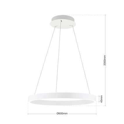ściemnialny żyrandol LED na lince KOLK LED/60W/230V 2700/3000/4000K śr. 60 cm biały