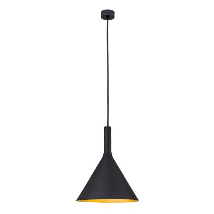 Lampa wisząca na przewodzie GUNDA 1xE27/60W/230V, śr. 25 cm, czarny/złoty