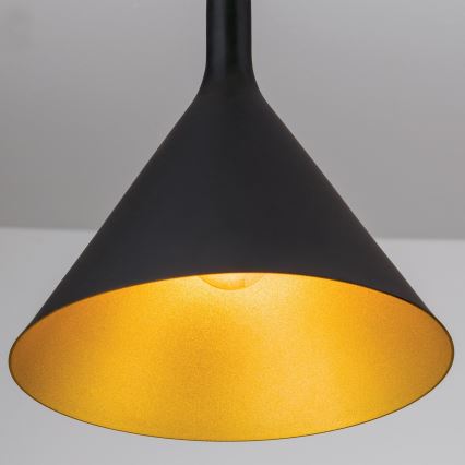 Lampa wisząca na przewodzie GUNDA 1xE27/60W/230V, śr. 25 cm, czarny/złoty