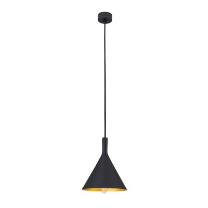 Lampa wisząca na lince GUNDA 1xE14/40W/230V śr. 16,5 cm czarny/złoty