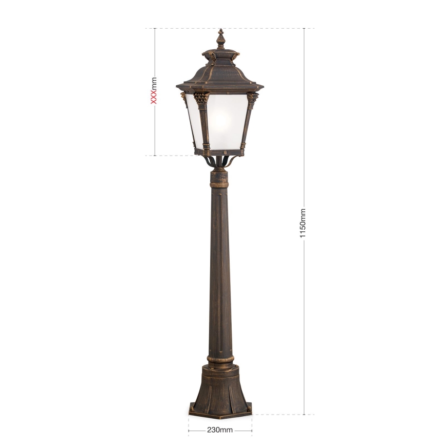 Lampa zewnętrzna AIKO 1xE27/60W/230V 115 cm IP23 brąz/patyna