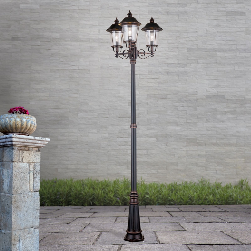 Lampa zewnętrzna KENZO 3xE27/100W/230V IP44 brąz/patyna