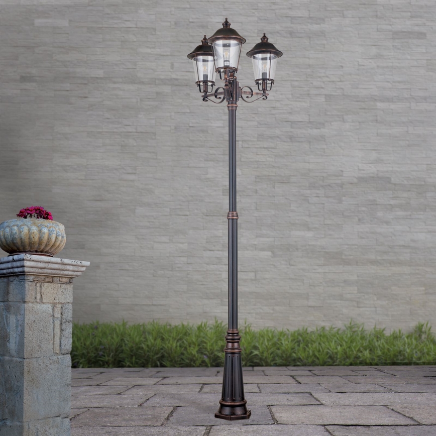 Lampa zewnętrzna KENZO 3xE27/100W/230V IP44 brąz/patyna