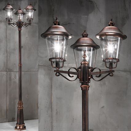 Lampa zewnętrzna KENZO 3xE27/100W/230V IP44 brąz/patyna