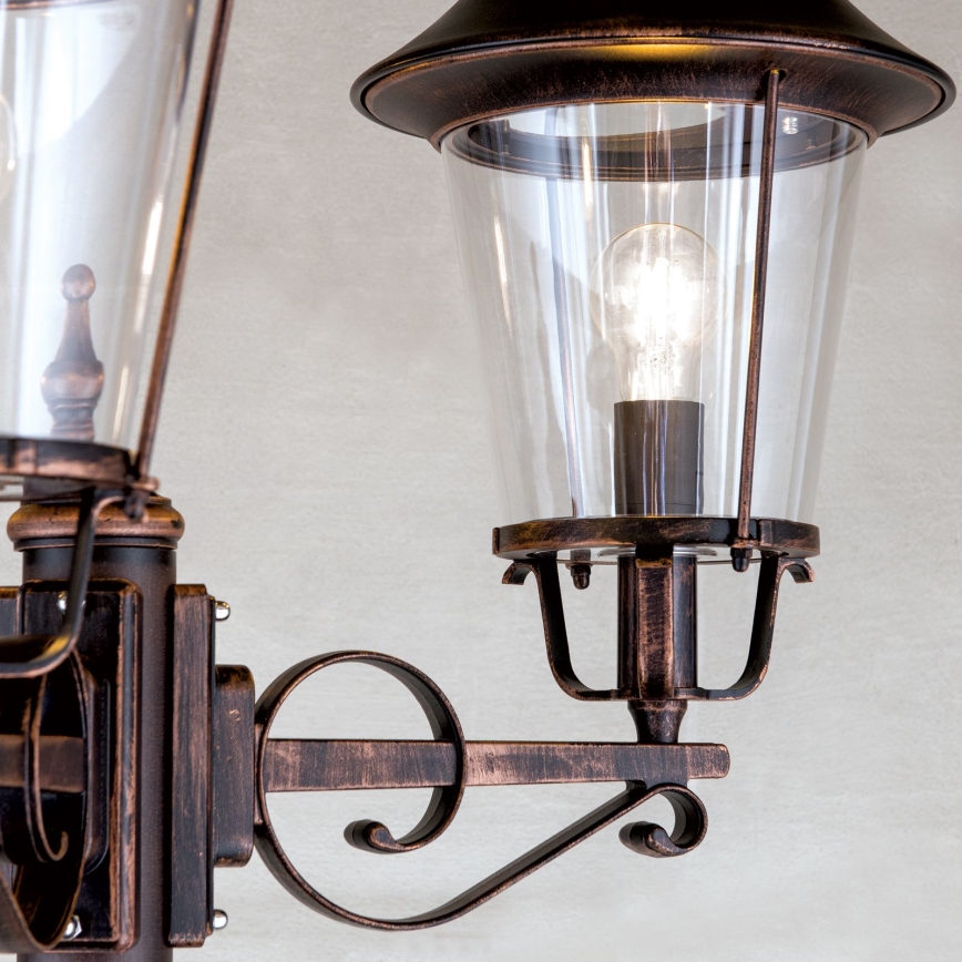 Lampa zewnętrzna KENZO 3xE27/100W/230V IP44 brąz/patyna