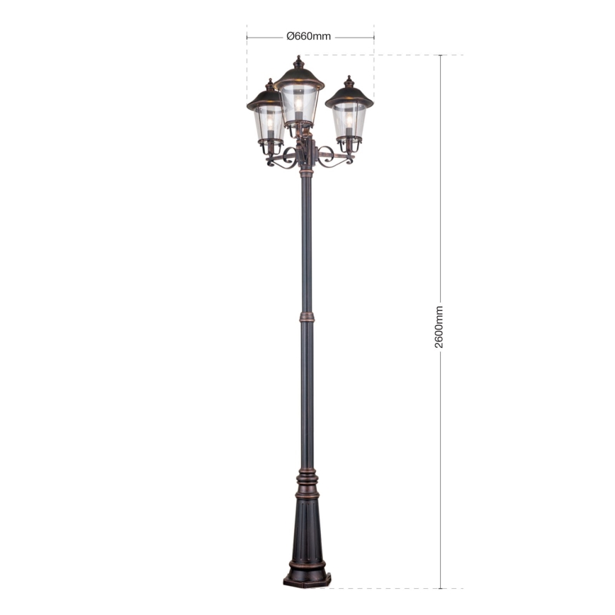 Lampa zewnętrzna KENZO 3xE27/100W/230V IP44 brąz/patyna