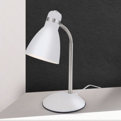 Lampka biurkowa SCHOOL 1xE27/40W/230V biała/matowy chrom