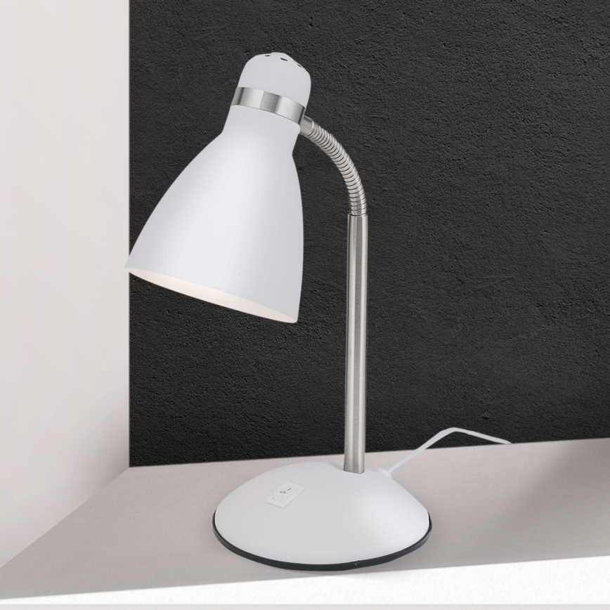 Lampka biurkowa SCHOOL 1xE27/40W/230V biała/matowy chrom