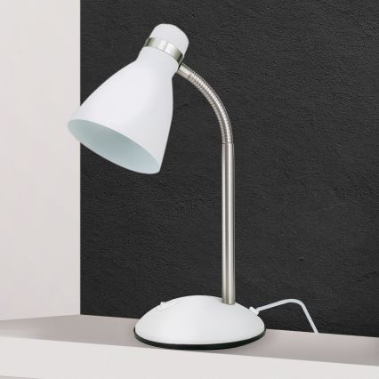 Lampka biurkowa SCHOOL 1xE27/40W/230V biała/matowy chrom