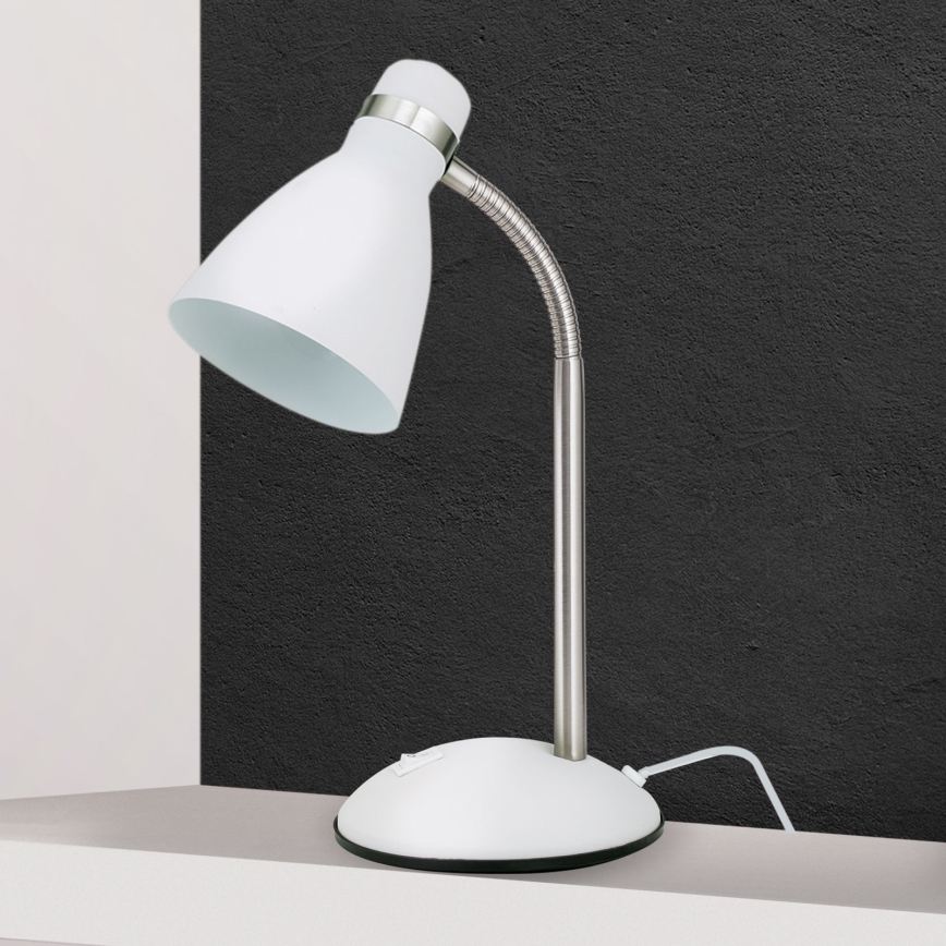 Lampka biurkowa SCHOOL 1xE27/40W/230V biała/matowy chrom