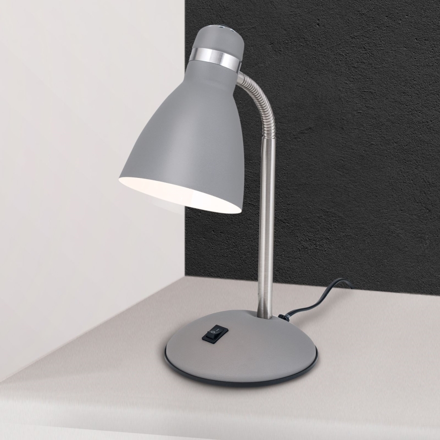 Lampka biurkowa SCHOOL 1xE27/40W/230V szara/matowy chrom