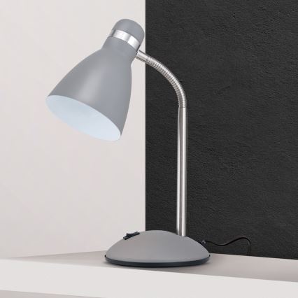Lampka biurkowa SCHOOL 1xE27/40W/230V szara/matowy chrom