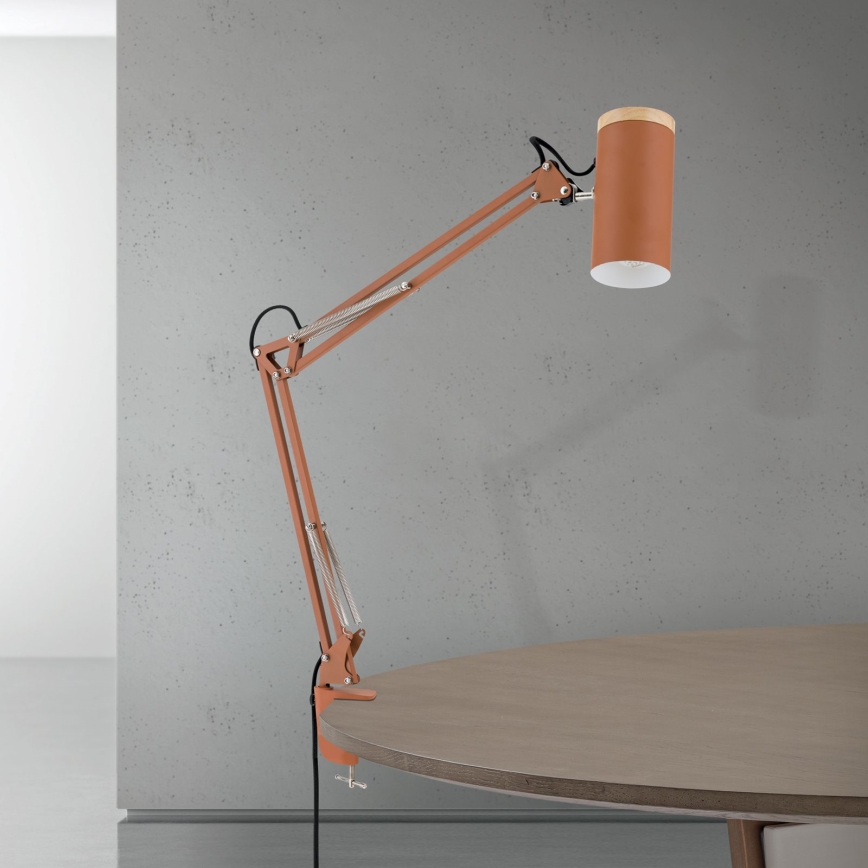 Lampka biurkowa z klipsem GILI 1xE27/40W/230V ceglana