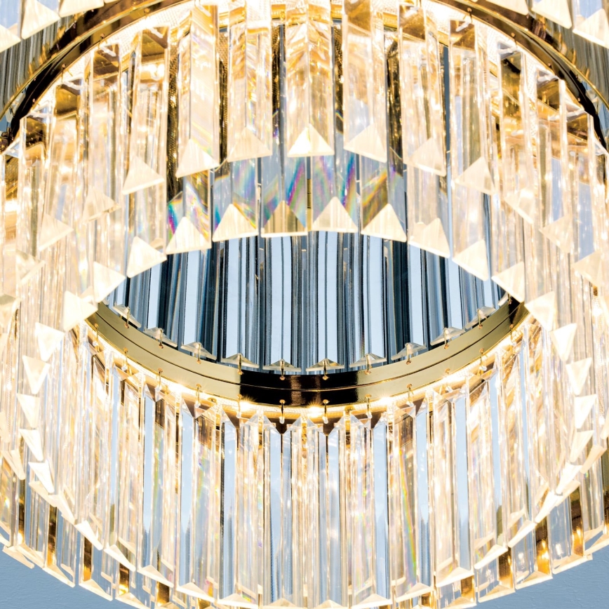 LED Ściemnialny plafon kryształowy PRISM LED/80W/230V śr. 55 cm 24K złoty