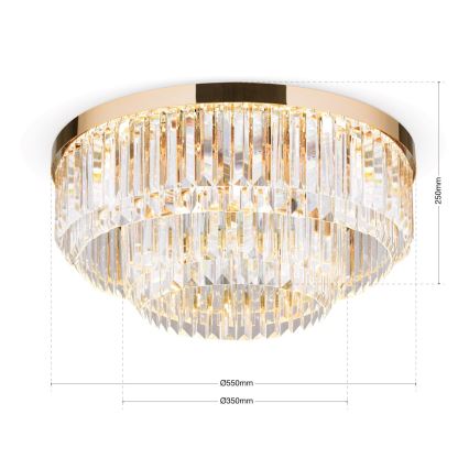 LED Ściemnialny plafon kryształowy PRISM LED/80W/230V śr. 55 cm 24K złoty