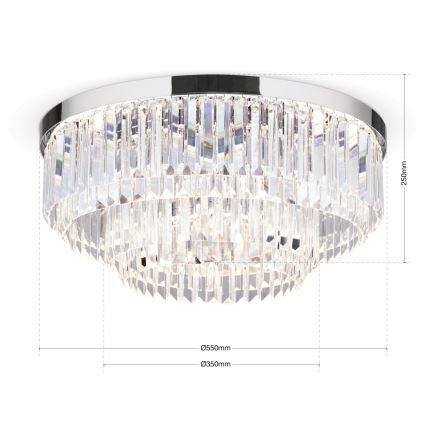 LED Ściemnialny plafon kryształowy PRISM LED/80W/230V śr. 55 cm chrom błyszczący