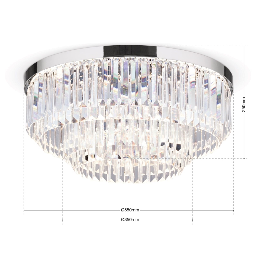 LED Regulowane kryształowe oświetlenie sufitowe PRISM LED/80W/230V śr. 55 cm chrom błyszczący
