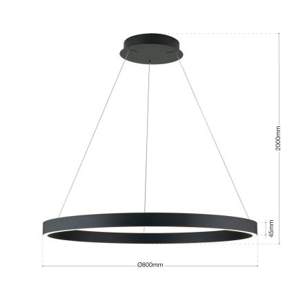 ściemnialny żyrandol wiszący na linku KOLK LED/80W/230V 2700/3000/4000K średnica 80 cm czarny
