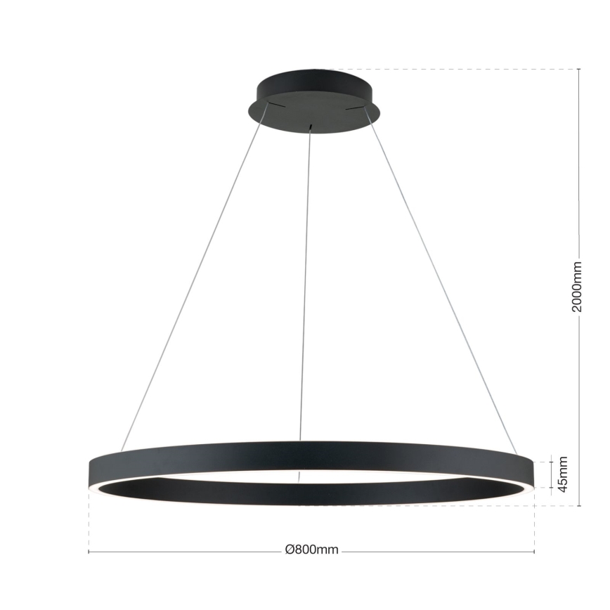 ściemnialny żyrandol wiszący na linku KOLK LED/80W/230V 2700/3000/4000K średnica 80 cm czarny