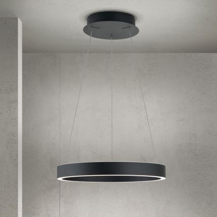 ściemnialna lampa LED wisząca na lince KOLK LED/40W/230V 2700/3000/4000K śr. 40 cm czarna