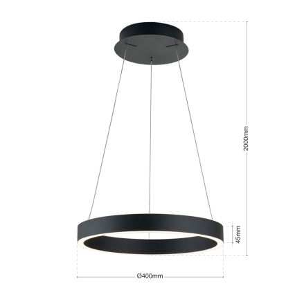 ściemnialna lampa LED wisząca na lince KOLK LED/40W/230V 2700/3000/4000K śr. 40 cm czarna